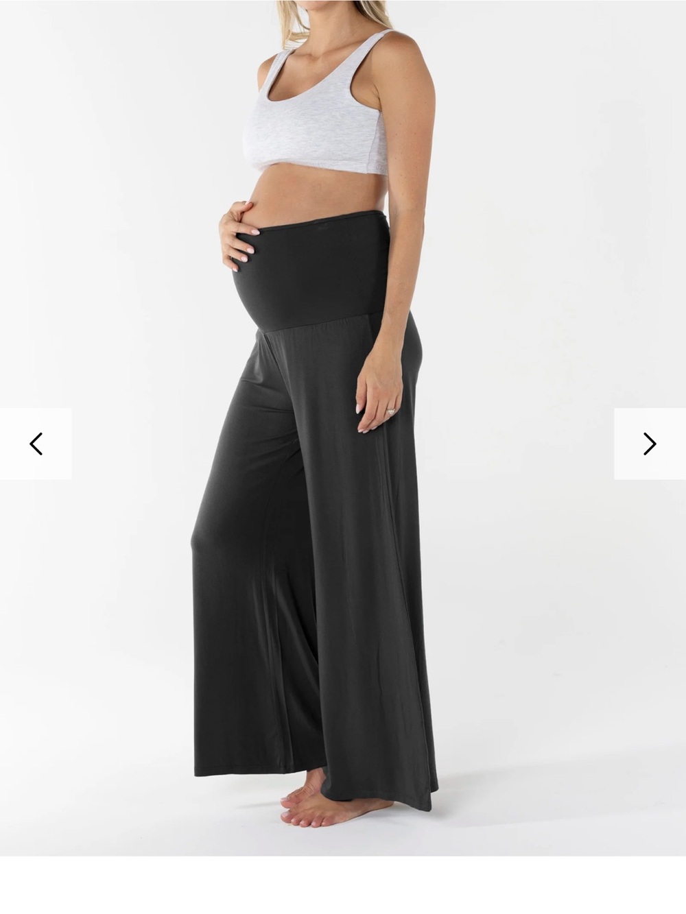 Angel Maternity Debra Wide Leg Maternity Bamboo Pants in Black (set of 3)